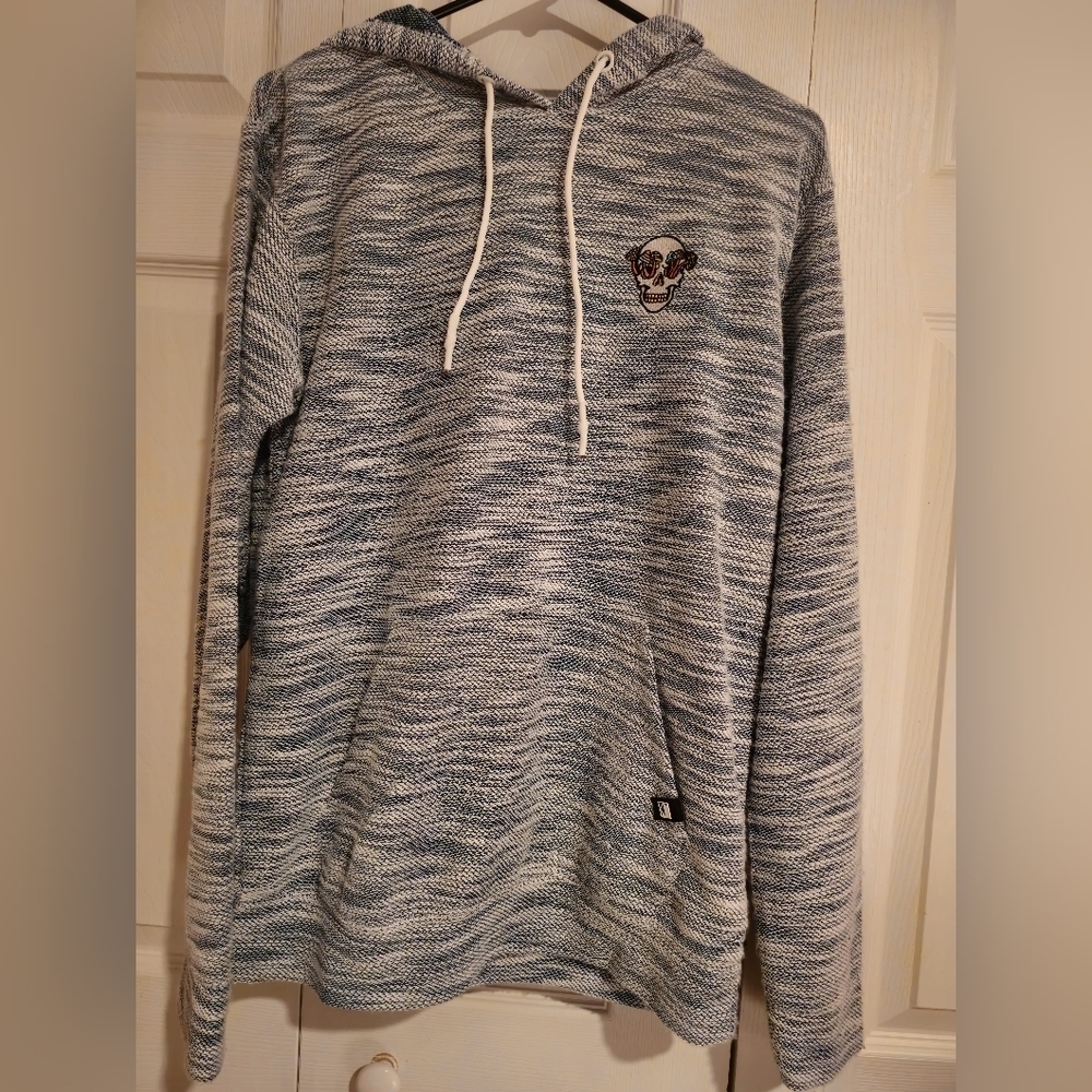 Dikotomy Men's Skull Mushroom Grey Blue Hoodie [M]